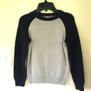 Rumi + Ryder Classic Crew Neck Raglan Sweater, Navy/Gray, Size Small (6-7)